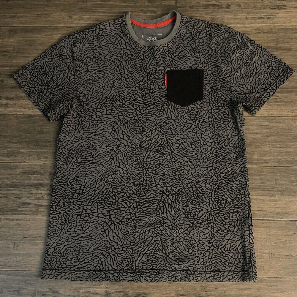 Ecko Unltd Men’s Black Gray Short Sleeve T Shirt  Size Large with Pocket Crew